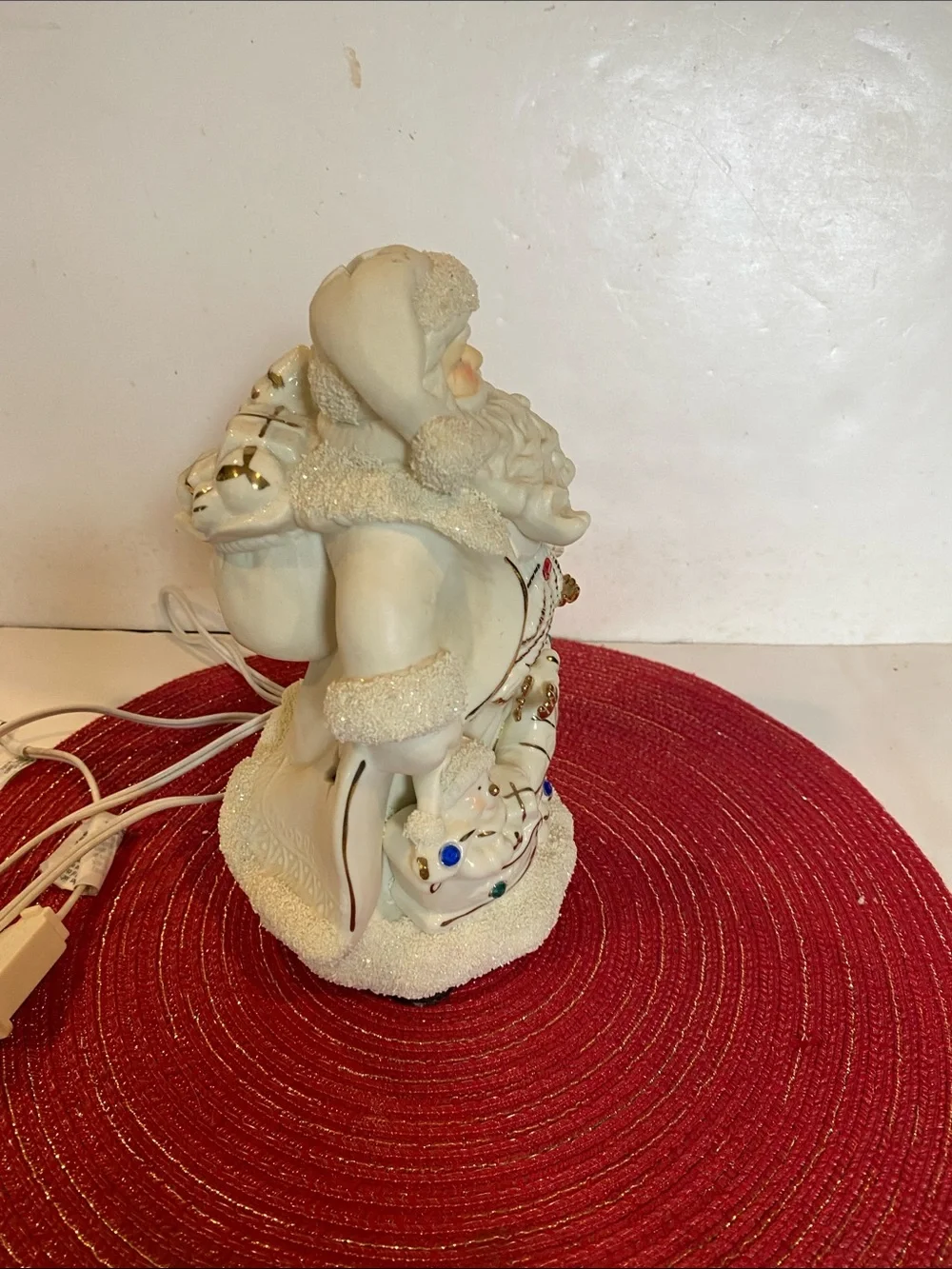Vintage Cream Bisque Porcelain Light-up Santa Figure